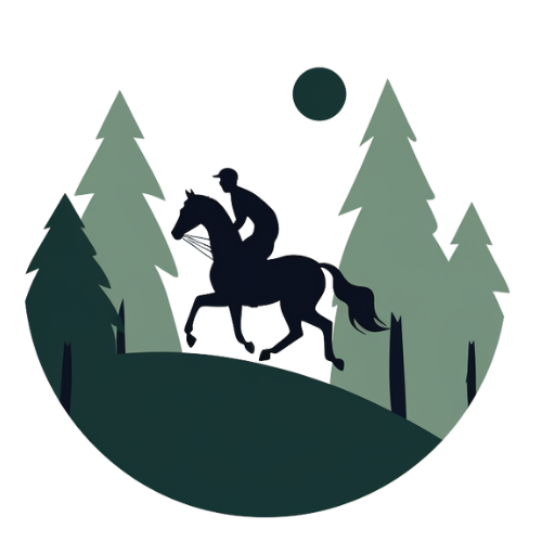 Logo d'un cavalier en balade dans la forêt